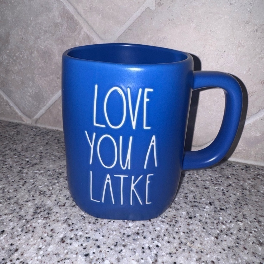 Brand New RAE DUNN Blue White LOVE YOU A LATKE Mug